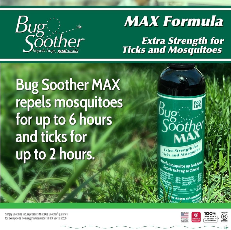 Bug Soother Max - Extra Strength Natural Gnat, Tick, and Mosquito Repellent, 4 fl oz Bug Spray Deterrent - DEET-Free - Safe for Adults & The Environment - Made in USA - Image 3